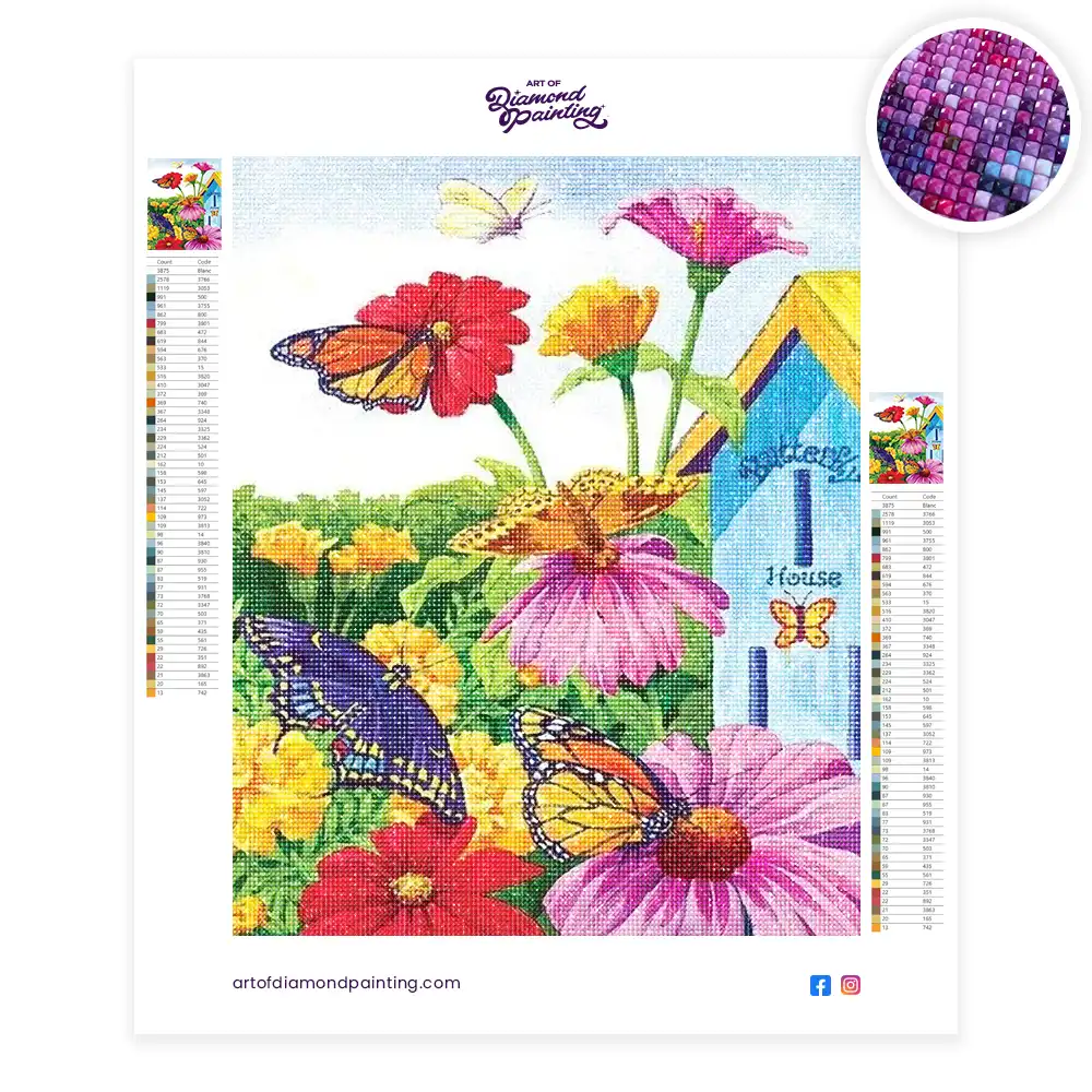 Flower garden with Butterfly diamond painting