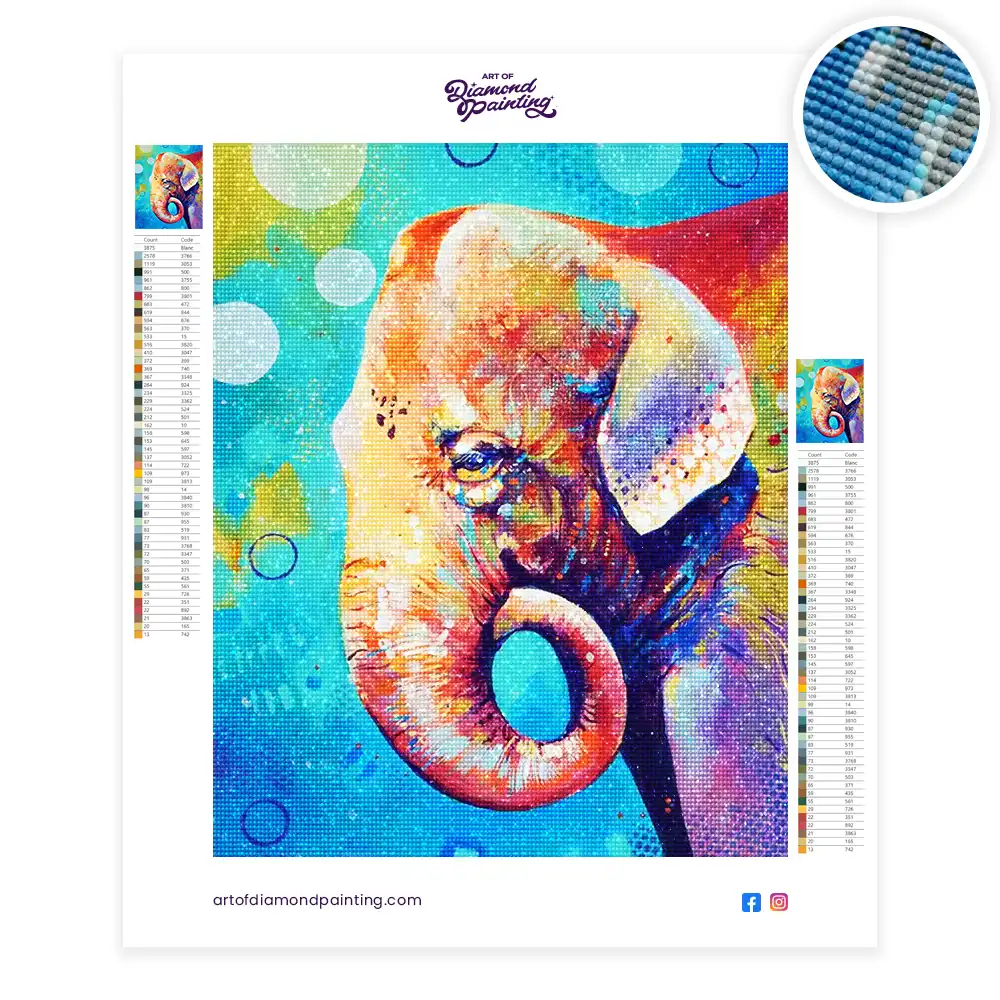 Colorful elephant diamond painting