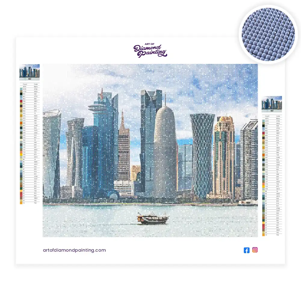 2 Qatar buildings diamond painting