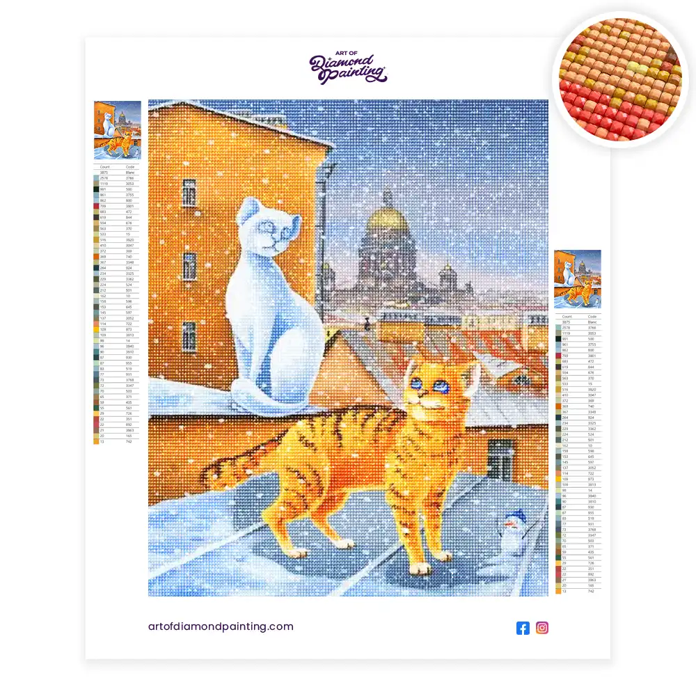 Cats in winter diamond painting