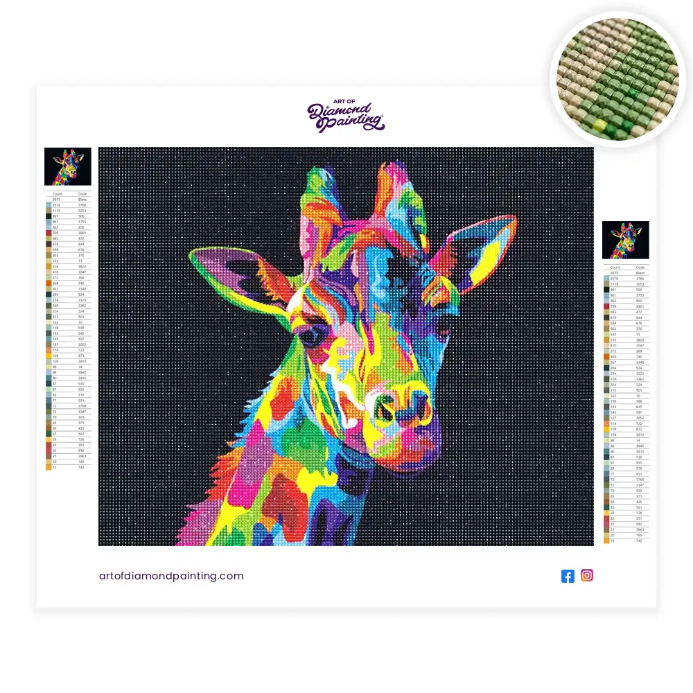 Multicolored Giraffe diamond painting