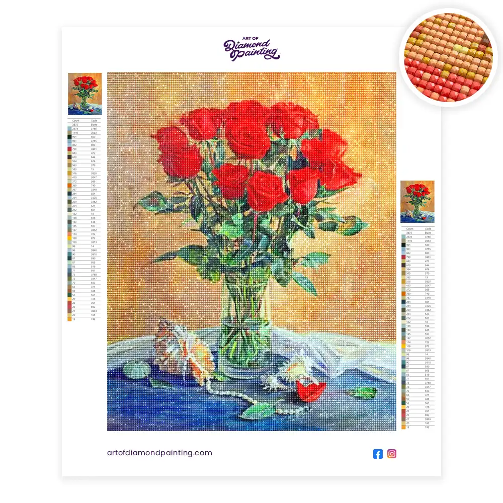 Red roses bouquet diamond painting