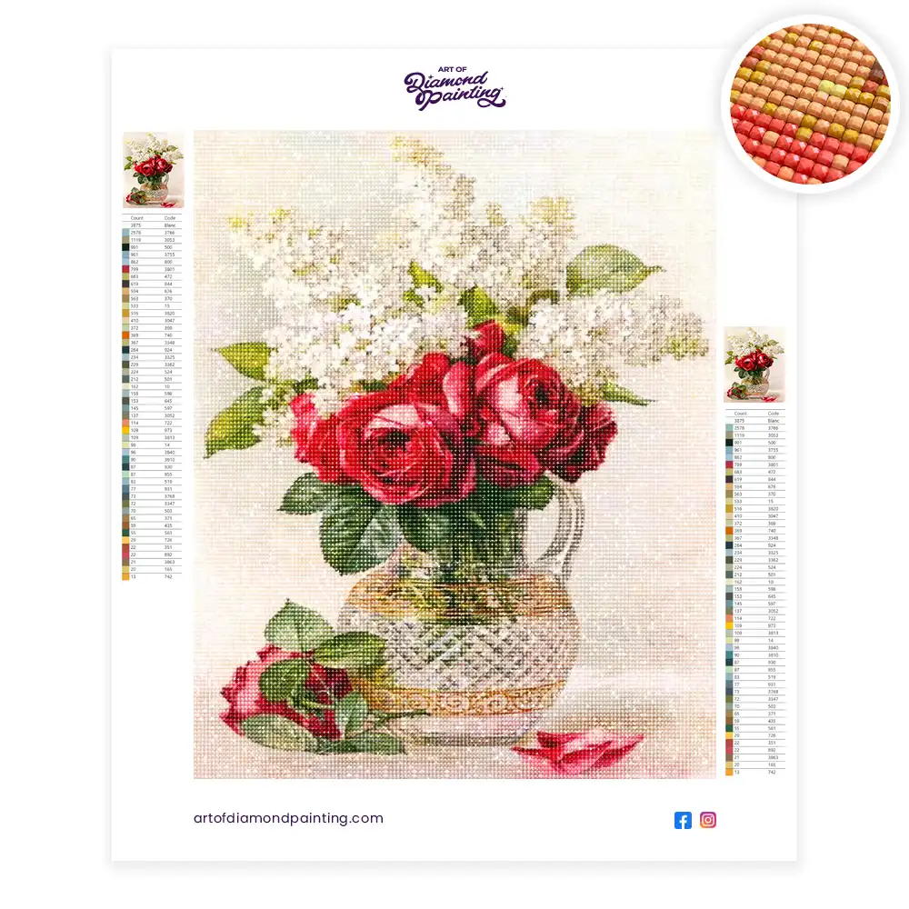 Red roses and vase diamond painting