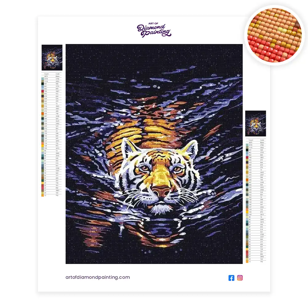 Tiger in Water diamond painting