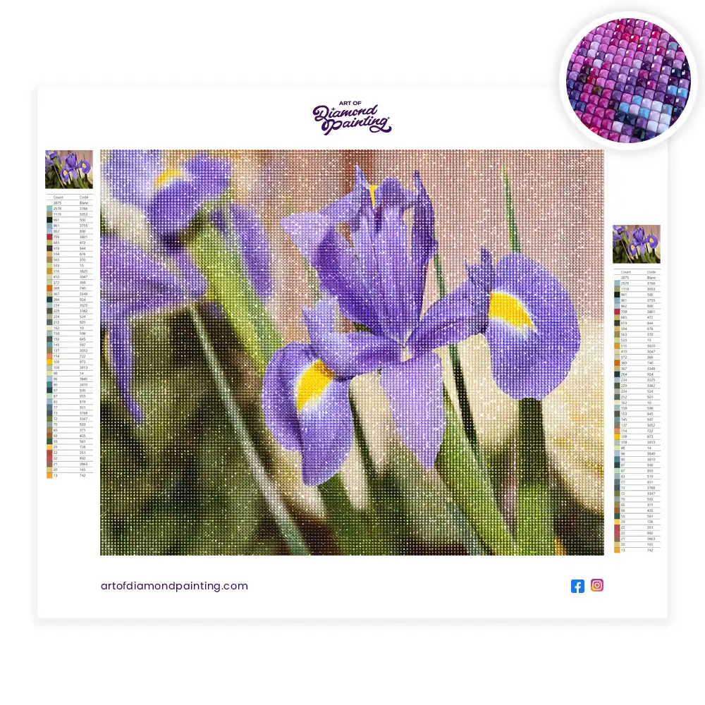 Purple iris flower diamond painting