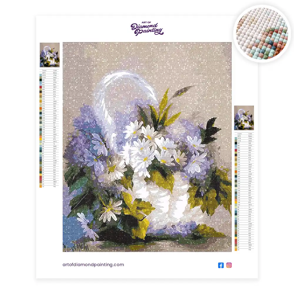 2 Pretty flower basket diamond painting