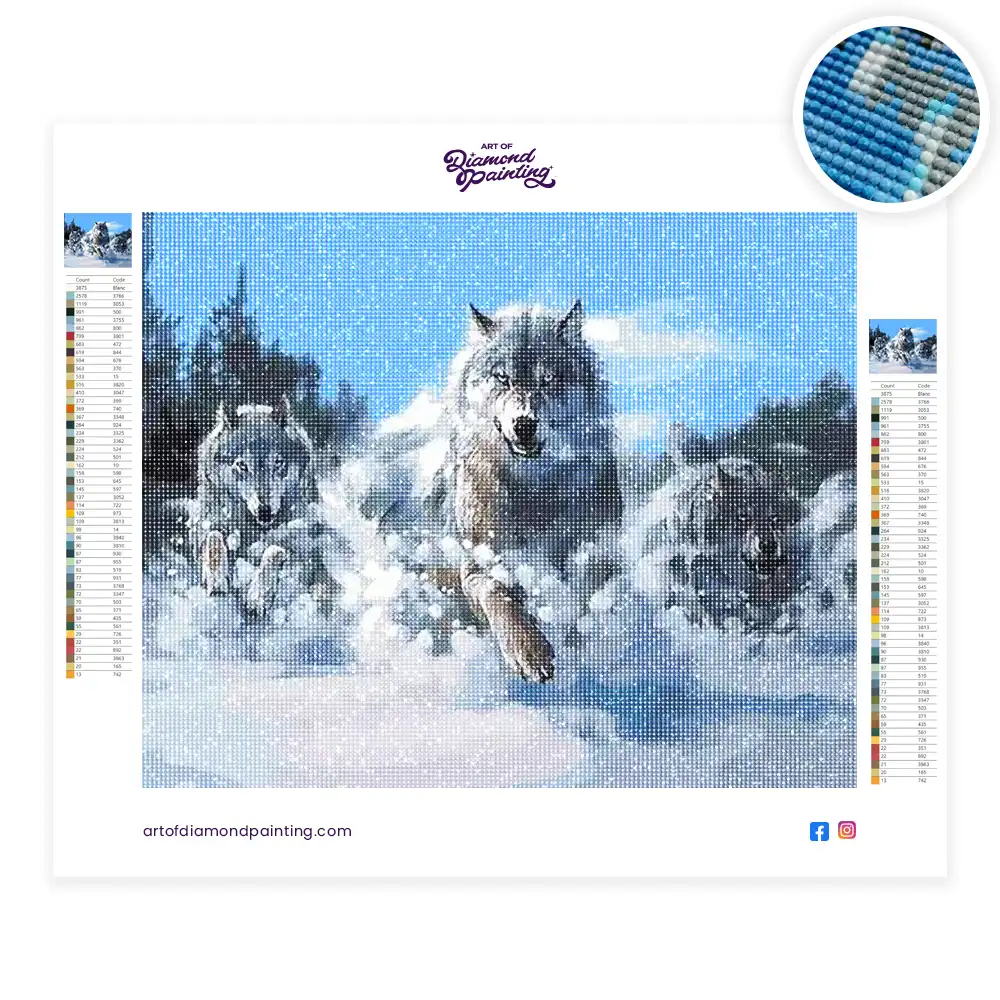 Wolves in Snow Diamond Painting