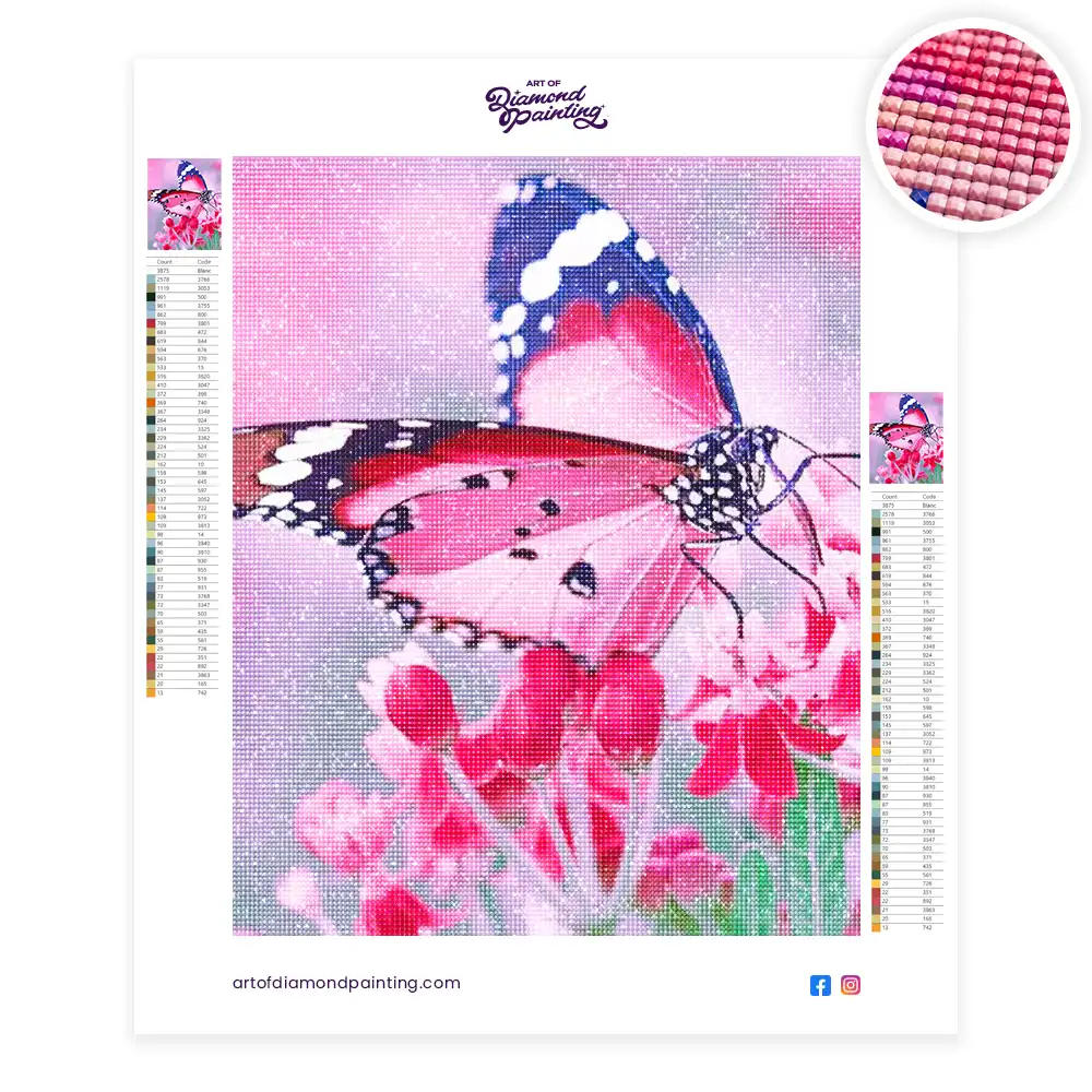 2 Pink butterfly diamond painting