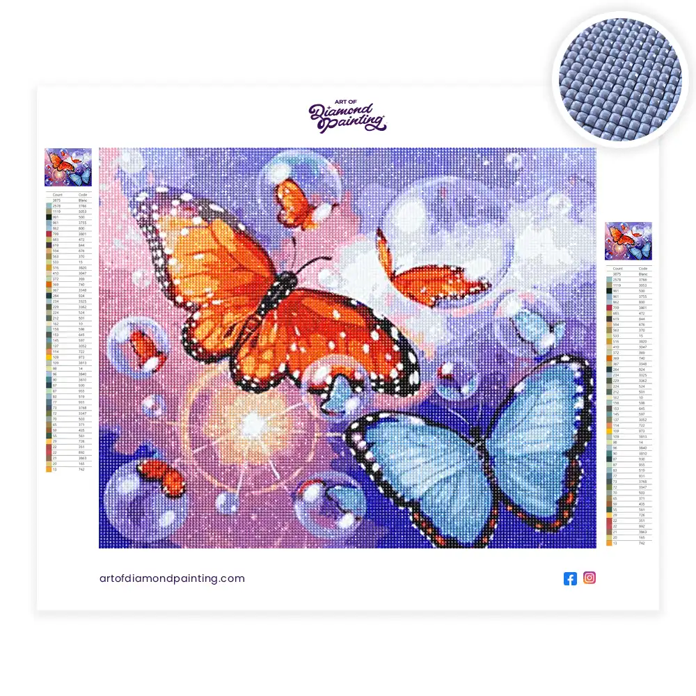 Butterfly in bubbles diamond painting