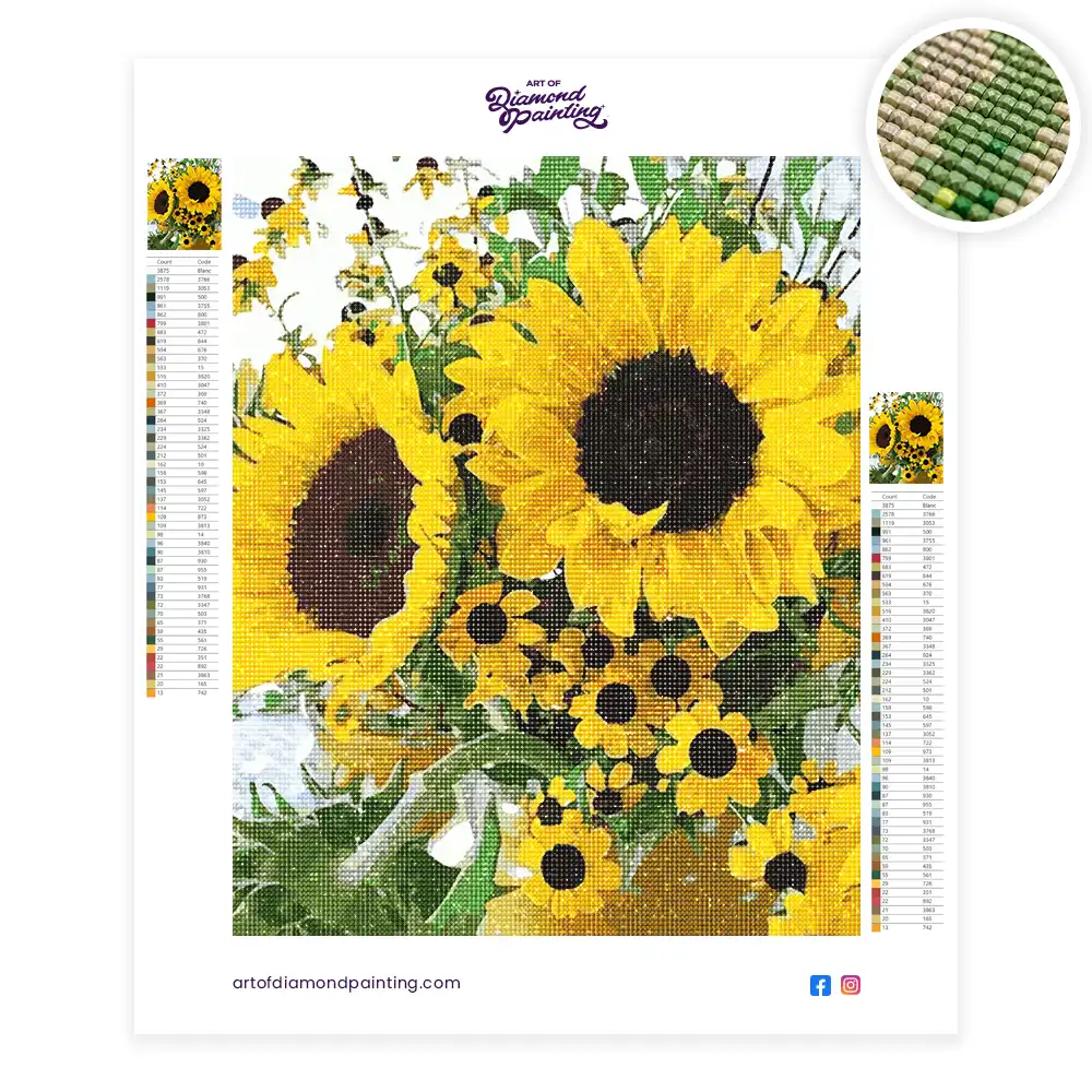5D numbers painting bouquet of sunflowers diamond painting