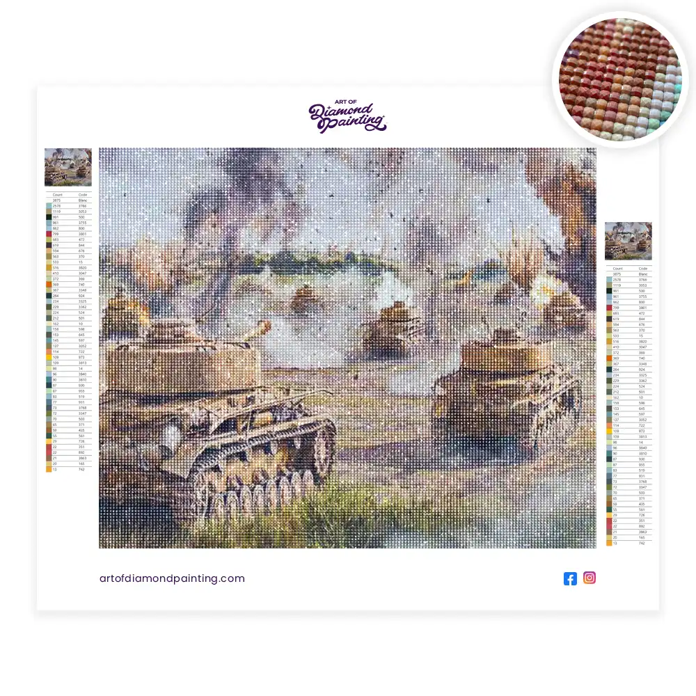 2 Panzer in war diamond painting