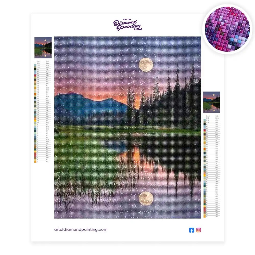 2 Nature moonlight landscape diamond painting