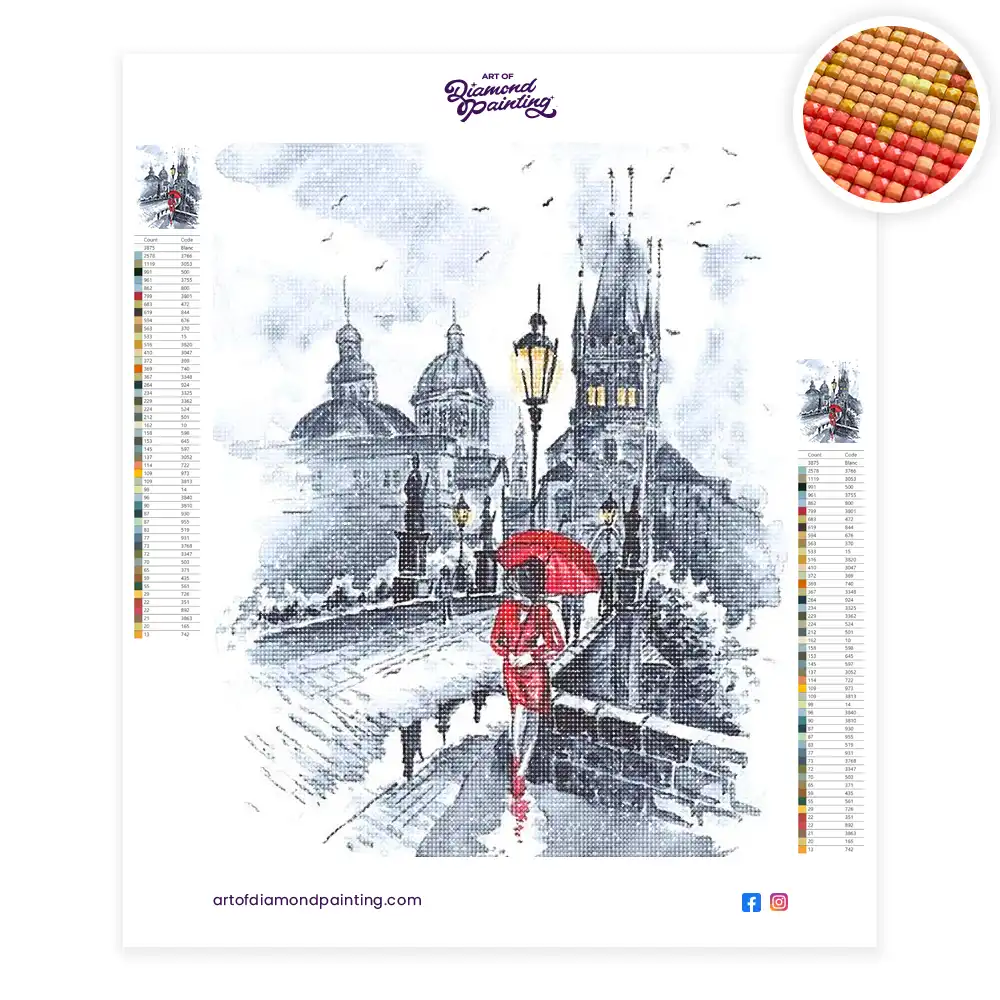 2 Woman in red and umbrella diamond painting