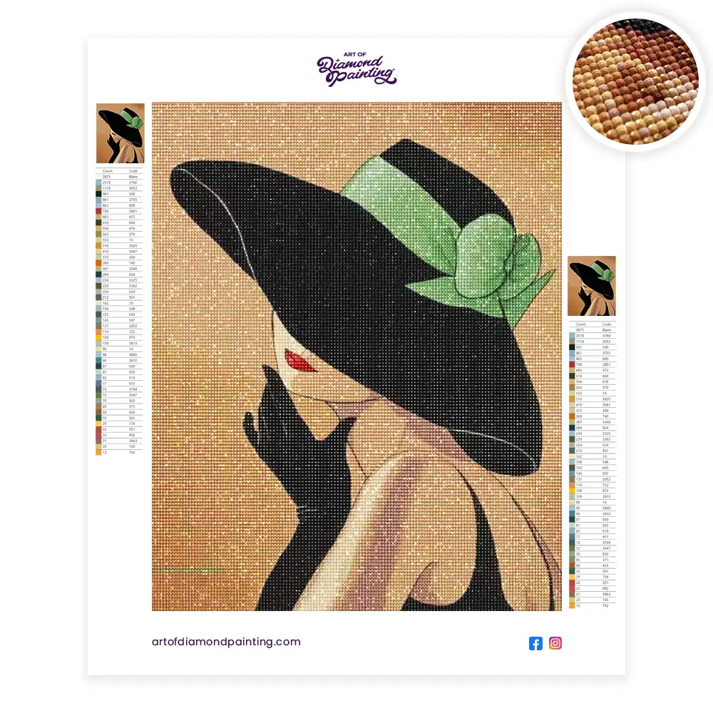 2 Girl with black hat diamond painting