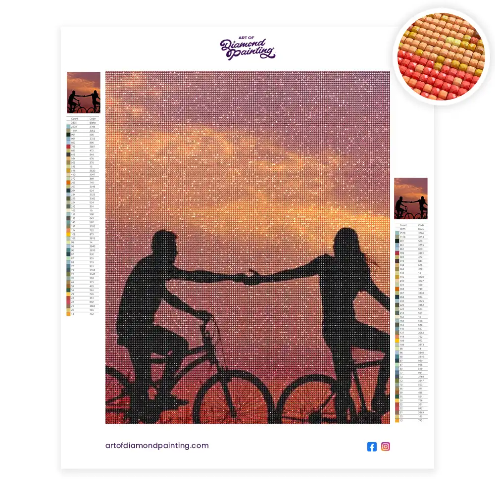 2 Couple on bikes diamond painting