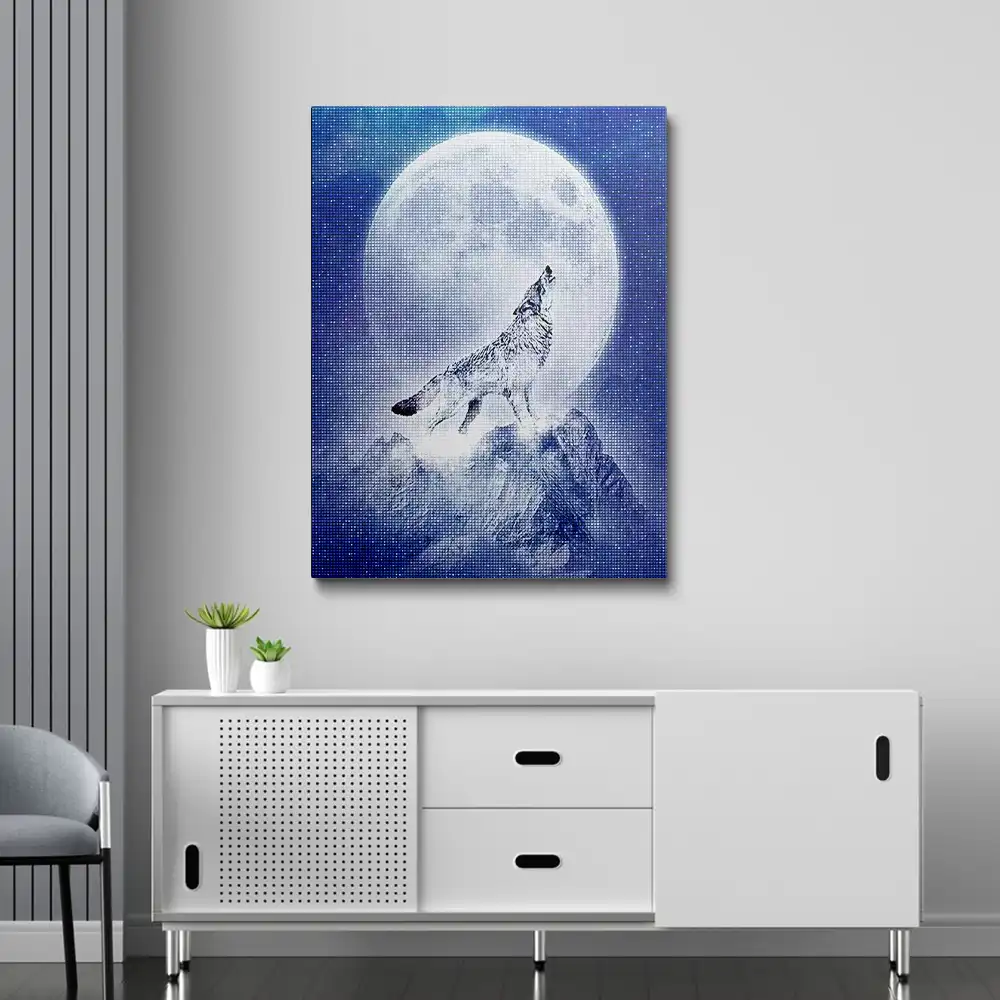 full moon and wolf diamond painting