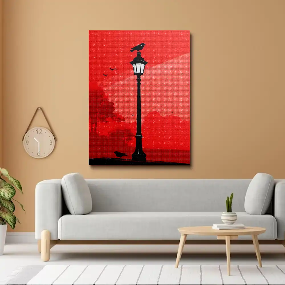 3 Black street lamp and birds