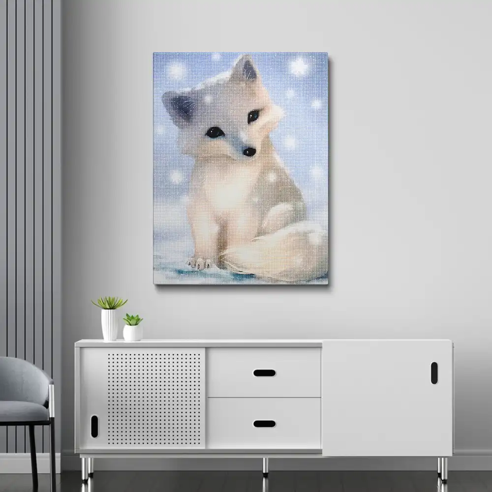Cute white fox diamond painting