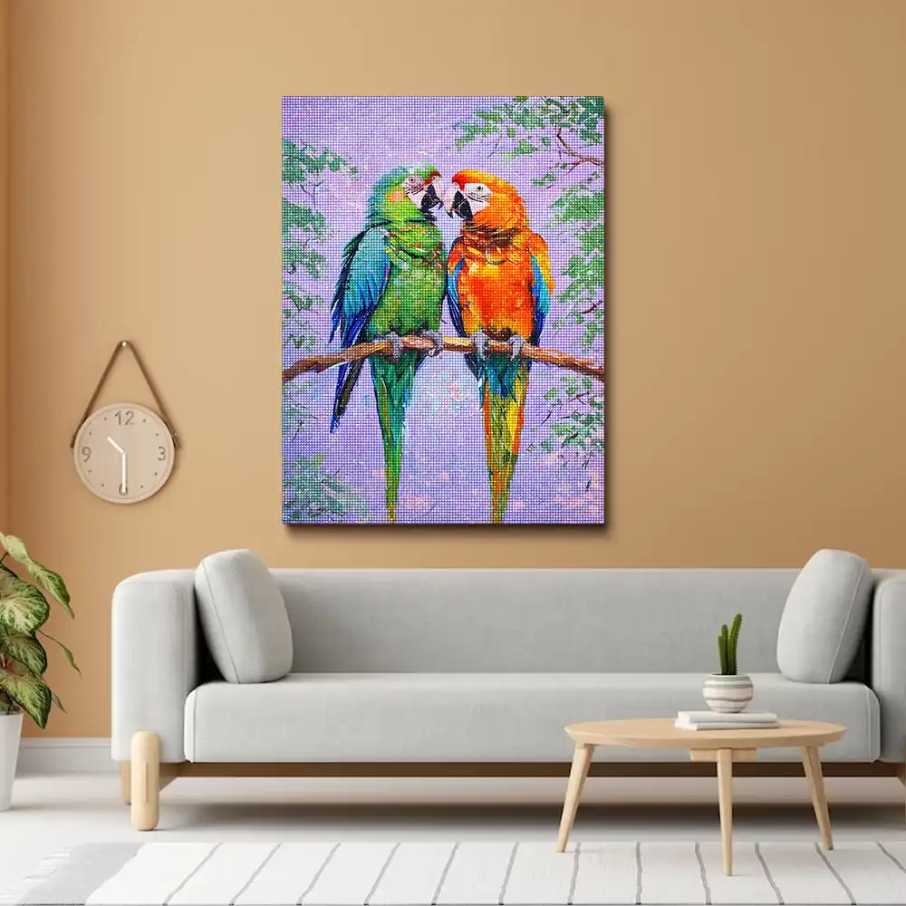 3 Vibrant impressionist parrots