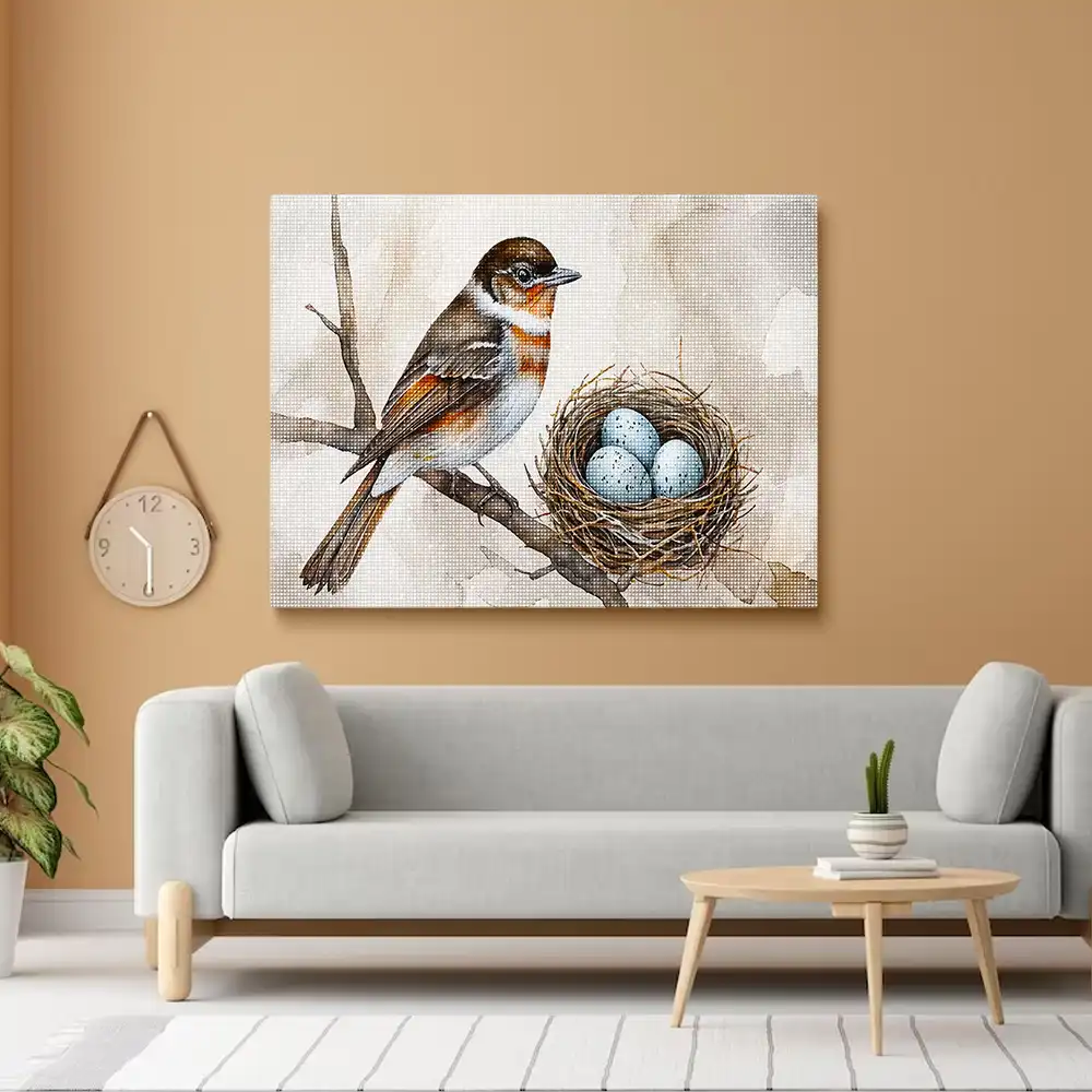 3 Bird nest with blue eggs