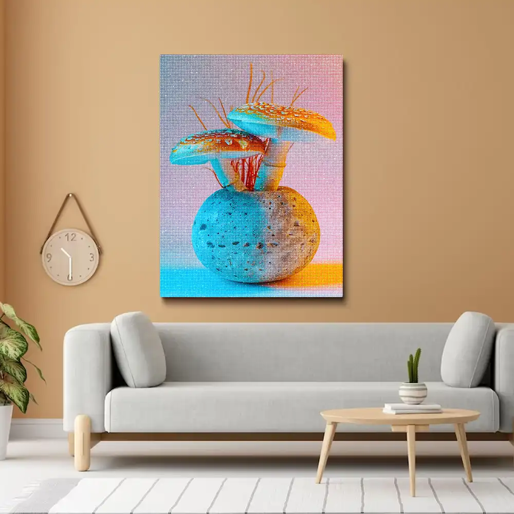 3 Mushrooms seen with intense brightly