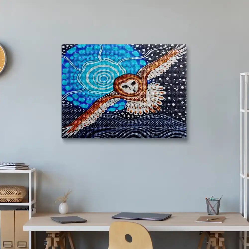 Aboriginal owl diamond painting