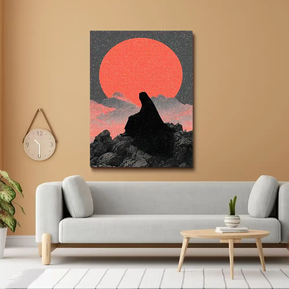 3 Red sun and mysterious figure