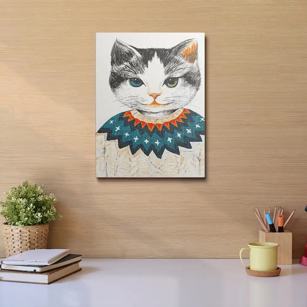 Cat animal with clothes diamond painting