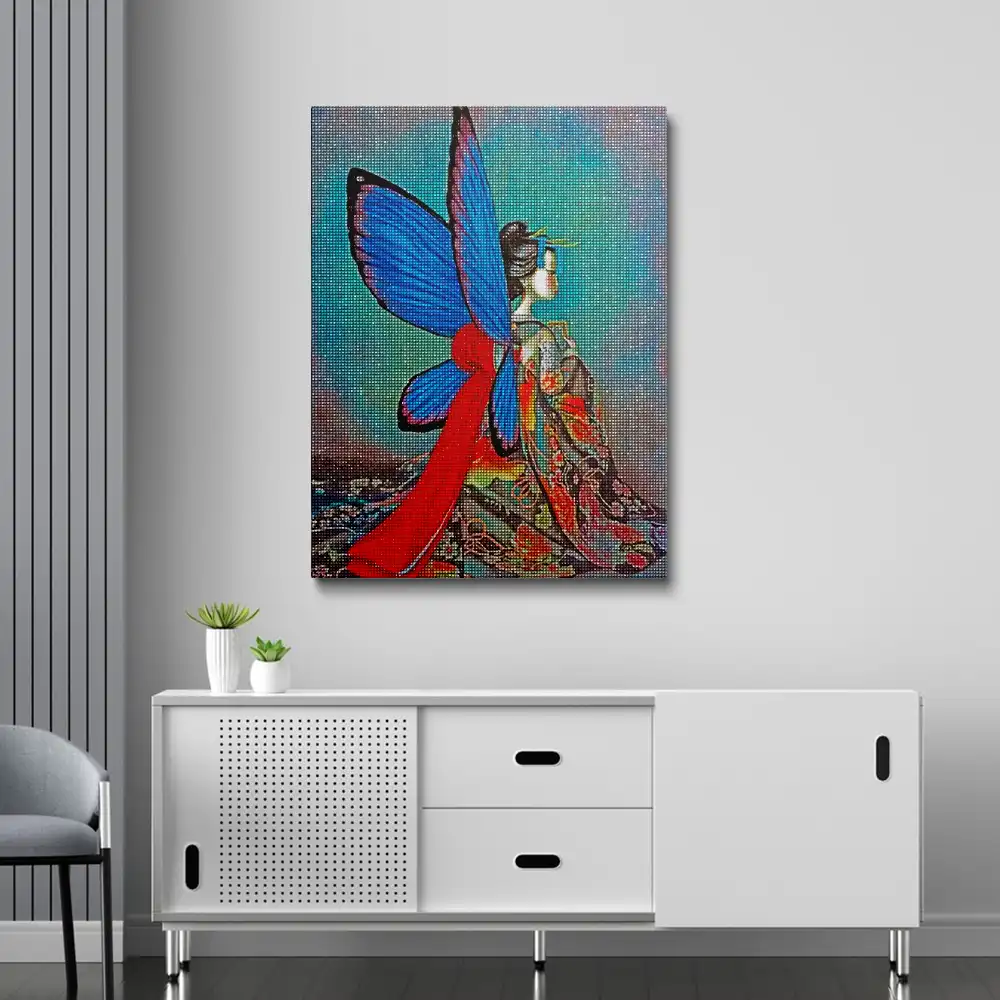Butterfly asian woman diamond painting