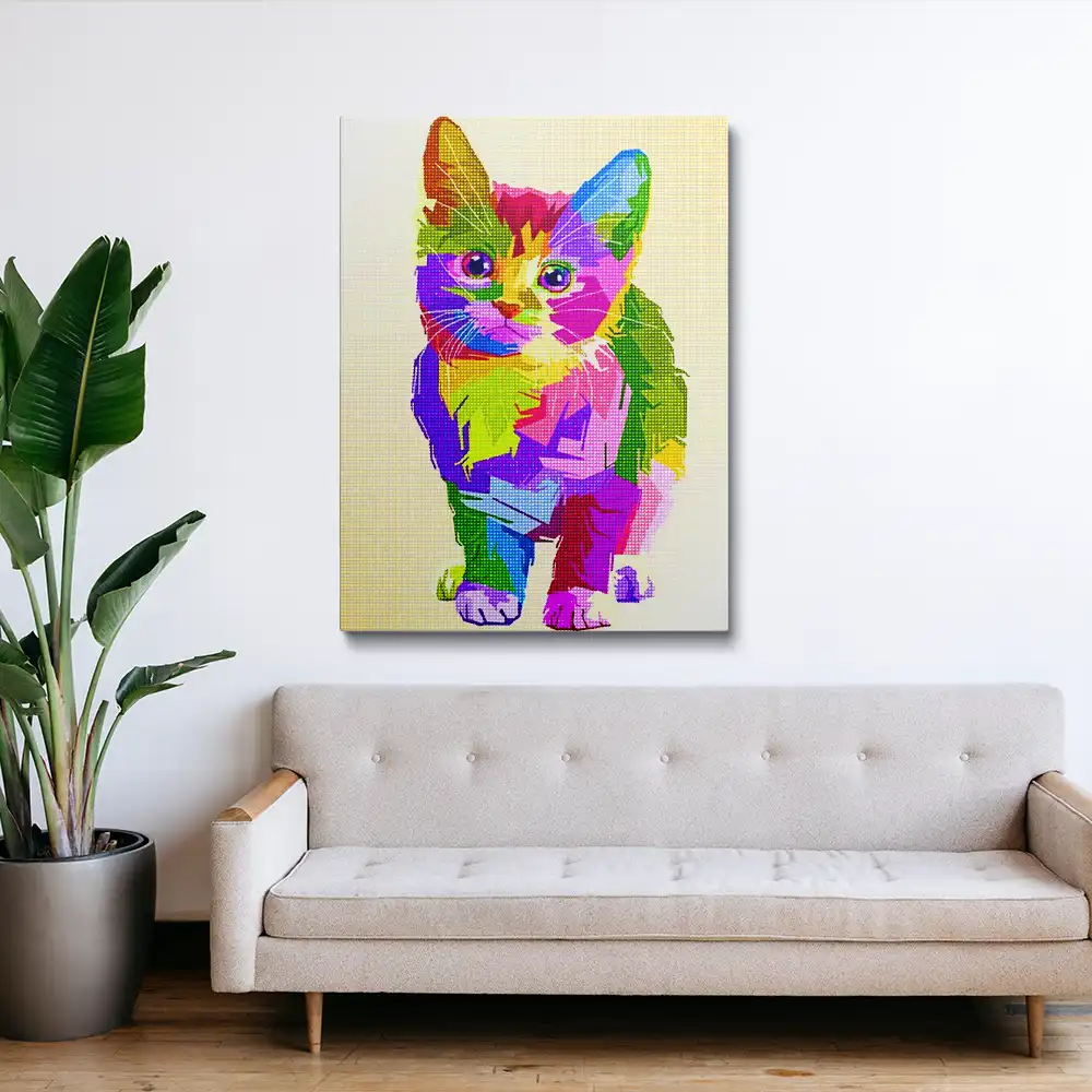 Rainbow Pop Art Cat diamond painting
