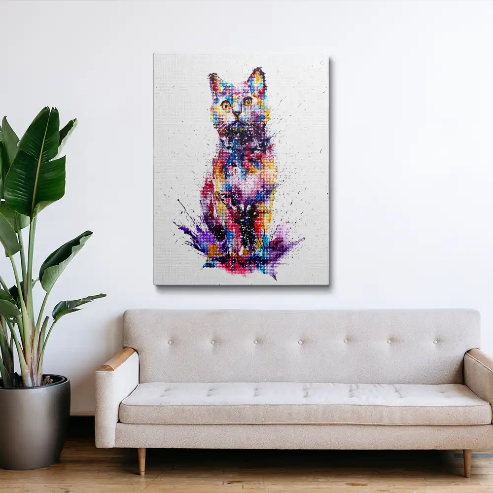 Rainbow cat diamond painting