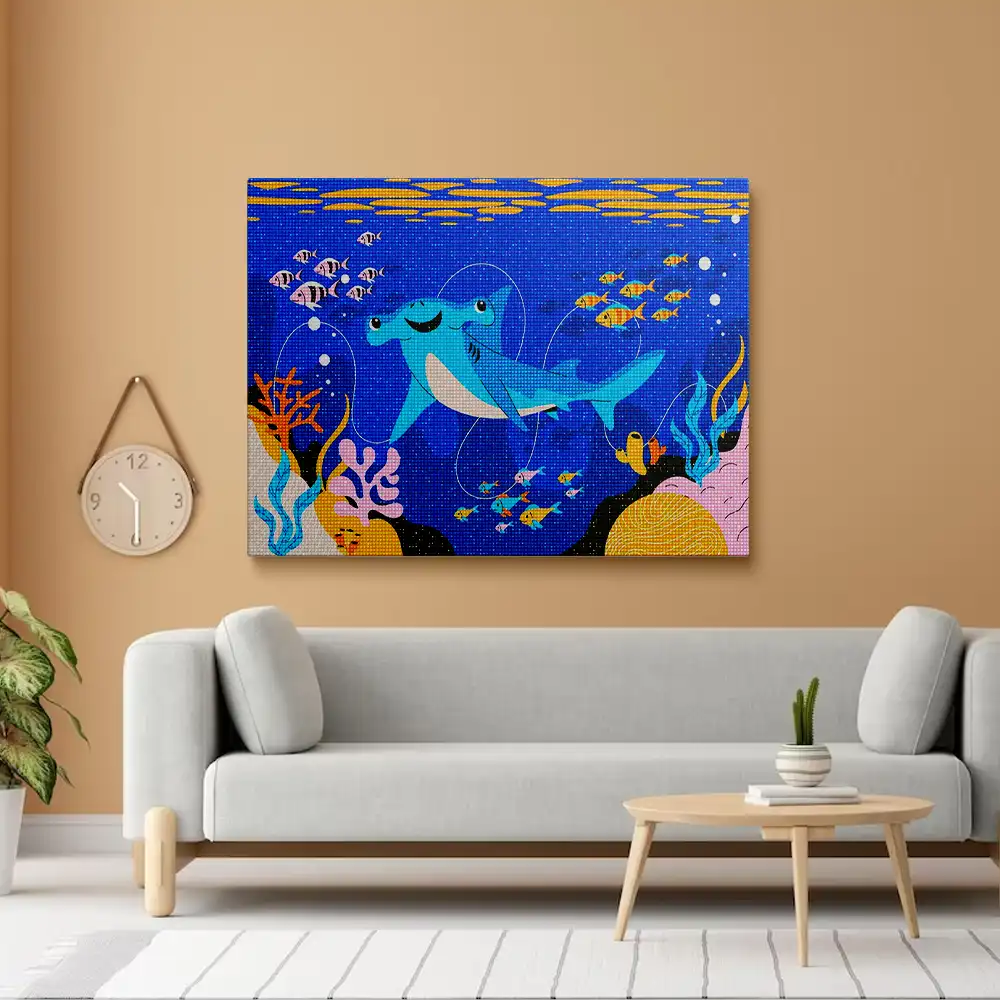 Fishes in aquarium diamond painting