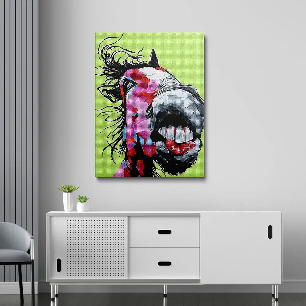 Abstract crazy horse portrait diamond painting