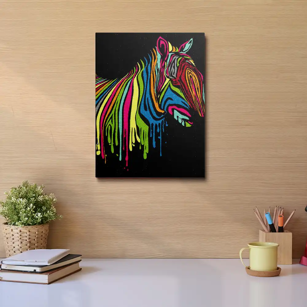 Abstract colorful zebra diamond painting