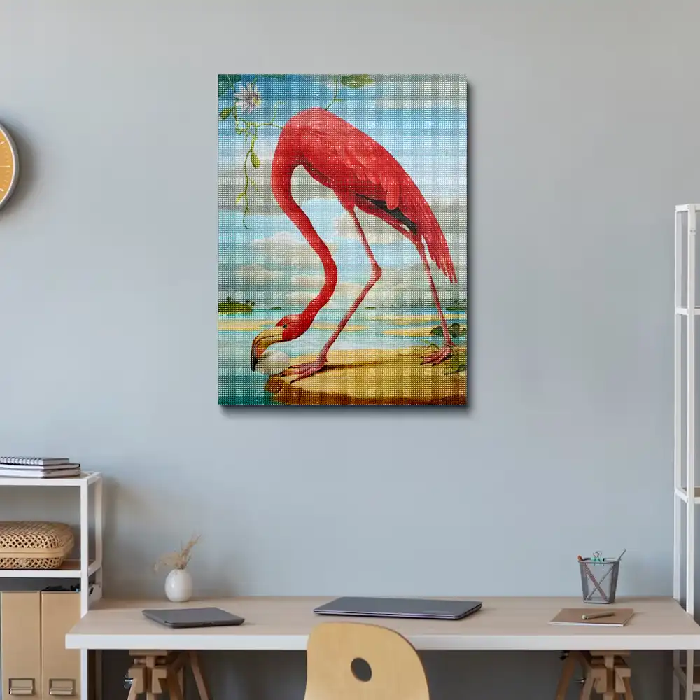 Red flamingo bird diamond painting