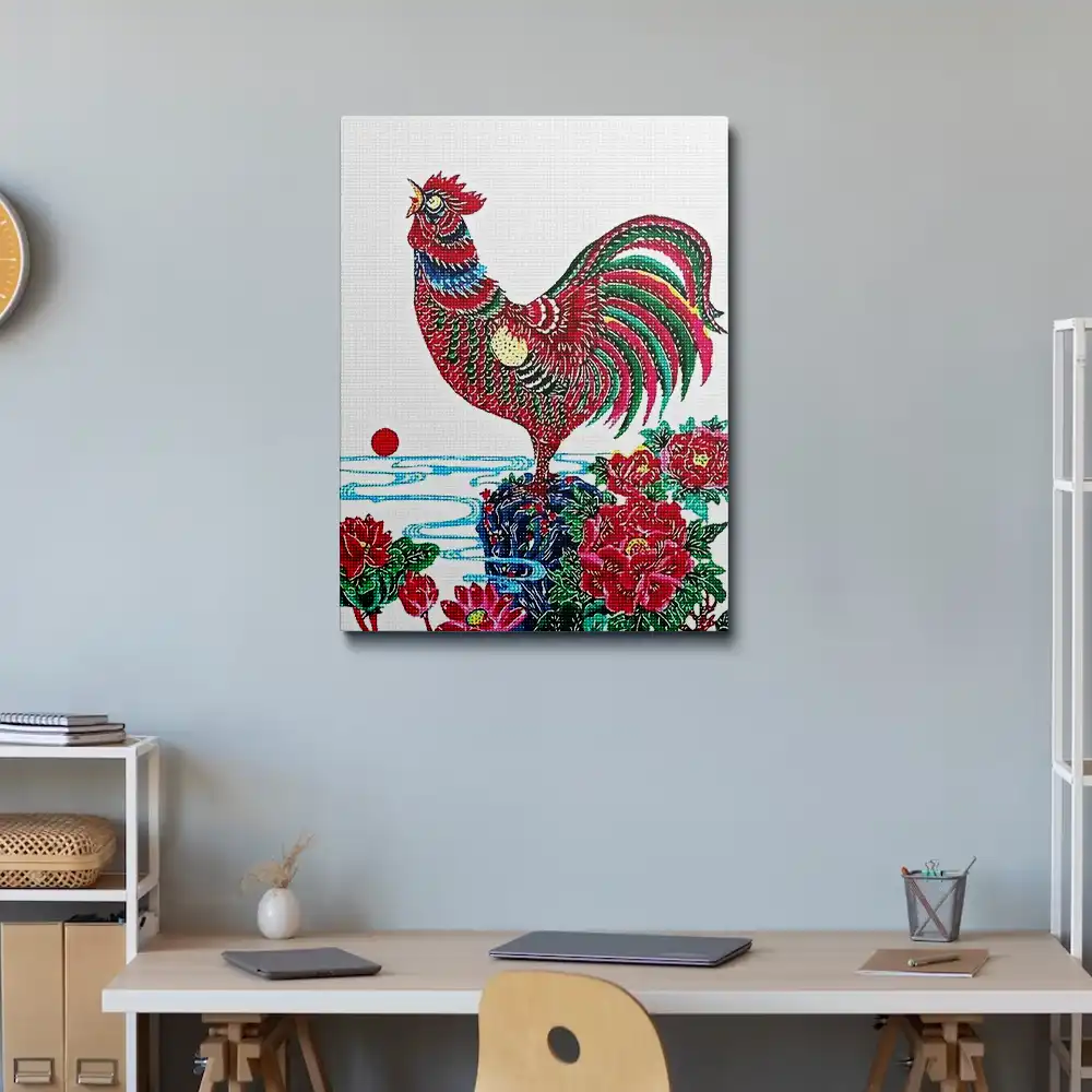 Red chicken diamond painting