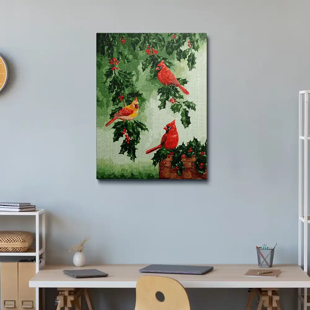 Red cardinals bird diamond painting