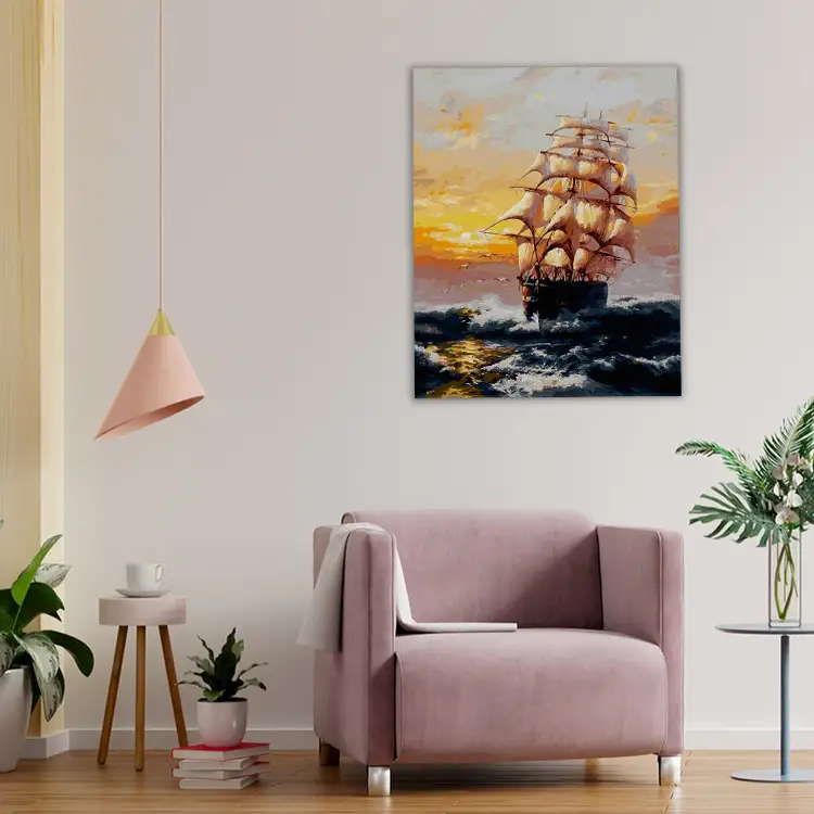 Ship Crosses The Ocean Diamond Painting Painting | Diamond Painting Kits