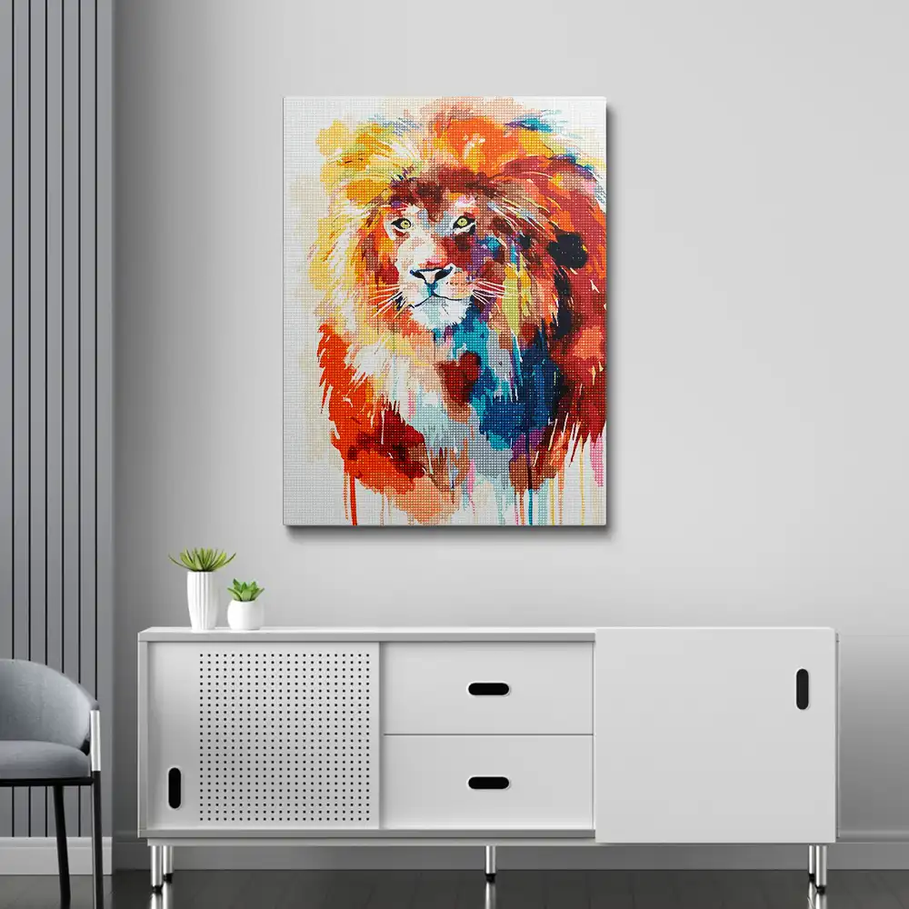 Flamboyant lion diamond painting