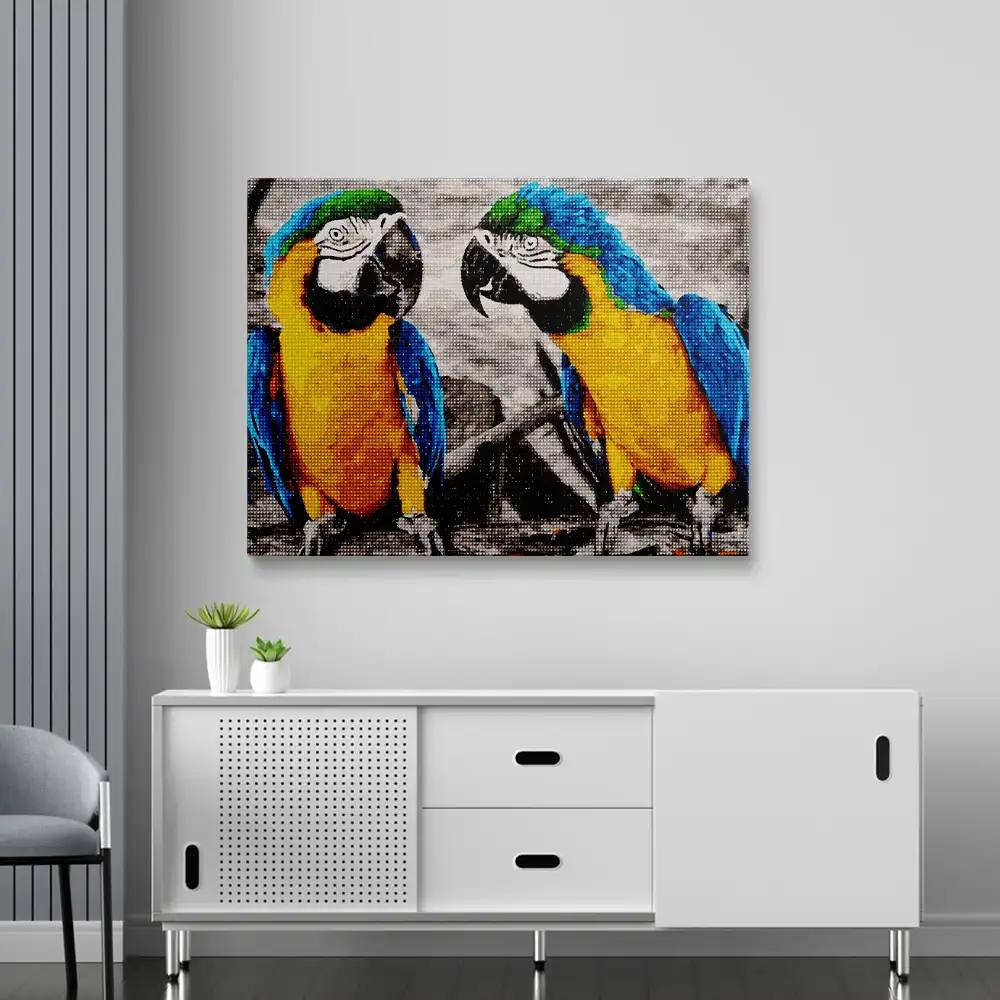 Cute colorful parrots diamond painting
