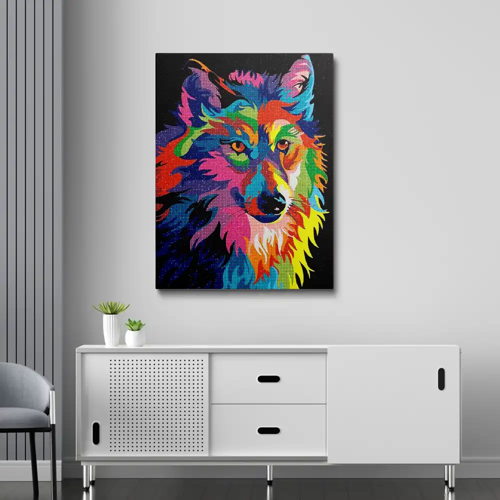 Colorful wolf diamond painting