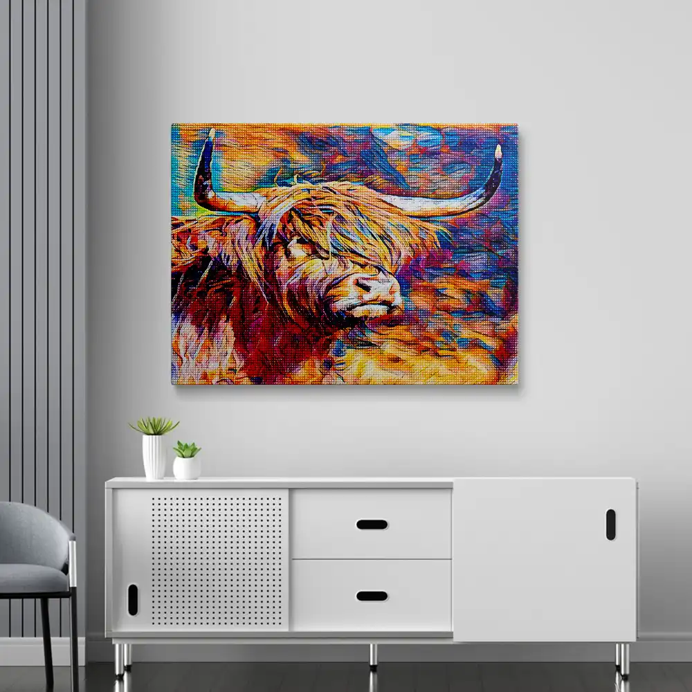 Colourful Highland Cow Diamond Painting Painting Diamond Painting Kits