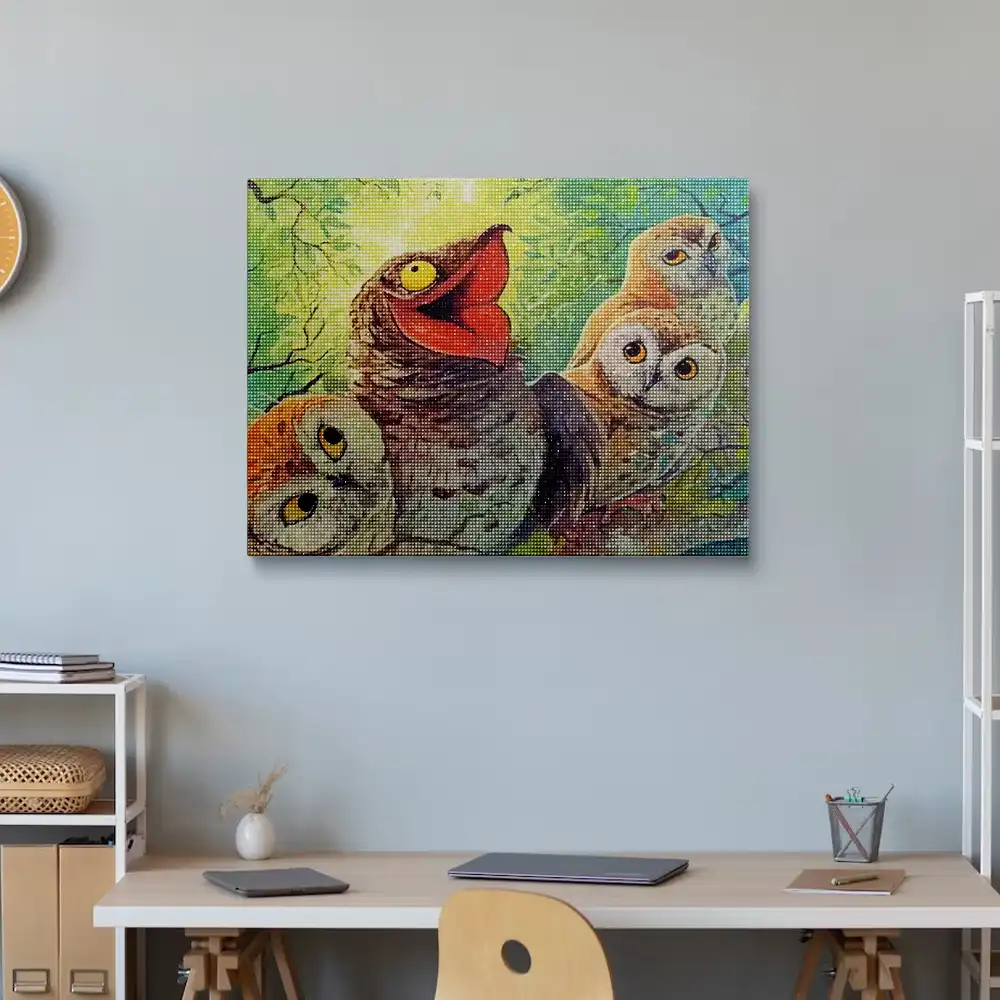 Potoo and owls diamond painting