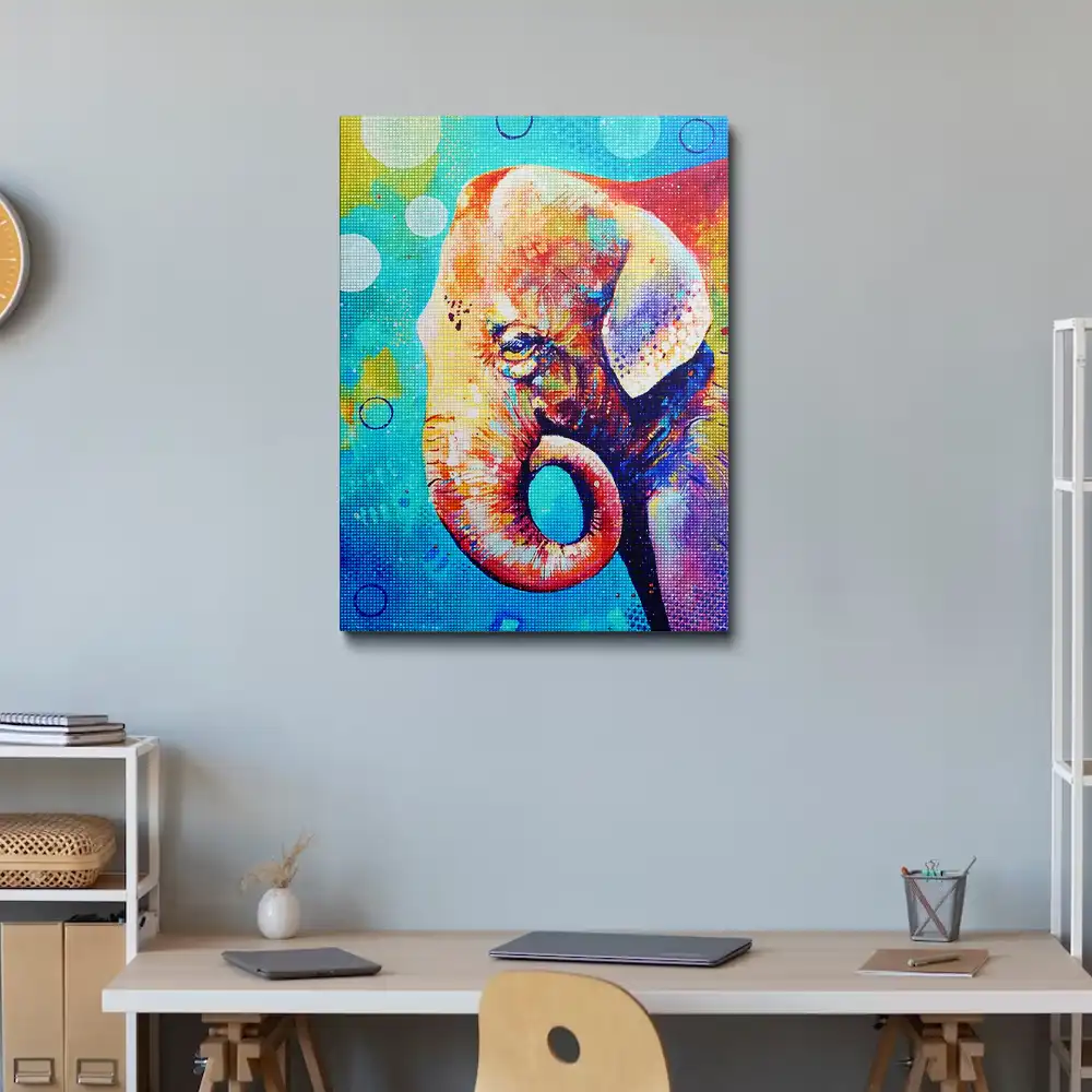 Colorful elephant diamond painting