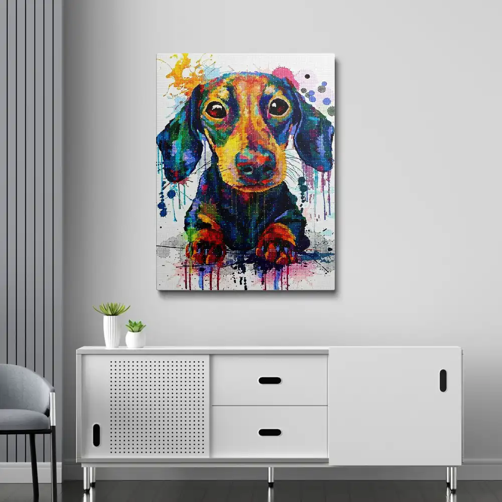 3 Colorful Dachshund Dog diamond painting