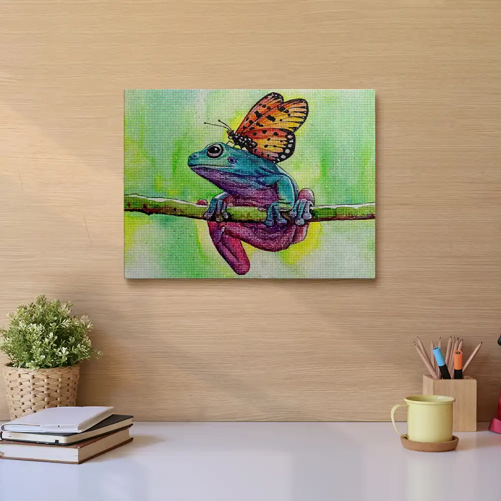 Butterfly on frog diamond painting