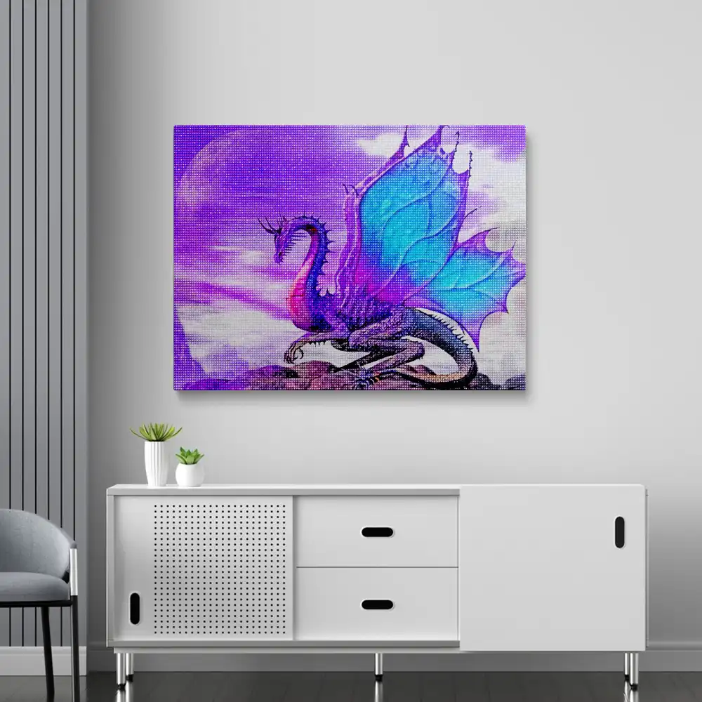 Fantasy purple blue dragon diamond painting