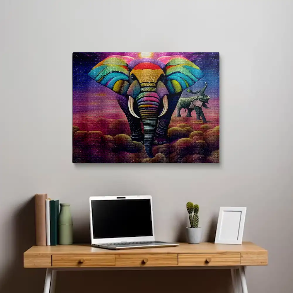 Colored elephants diamond painting