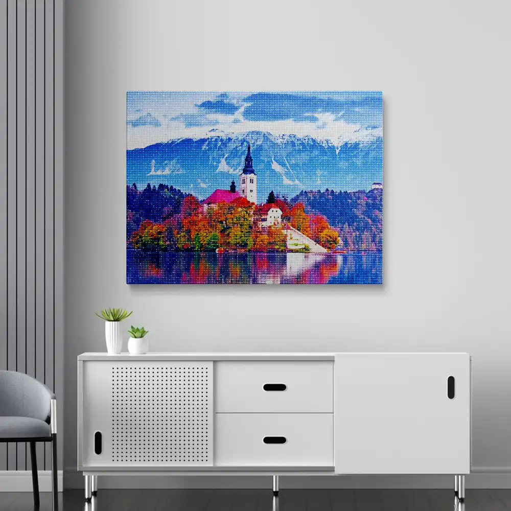 Lake Bled Castle Slovenia Diamond Painting Painting | Diamond Painting Kits