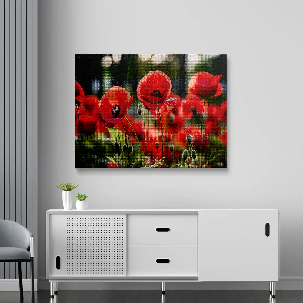 Poppies in a field diamond painting